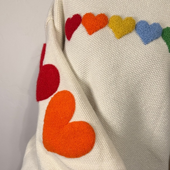 Colorful Heart Women's Sweater - Cream with Multicolor Hearts - Picture 6 of 8
